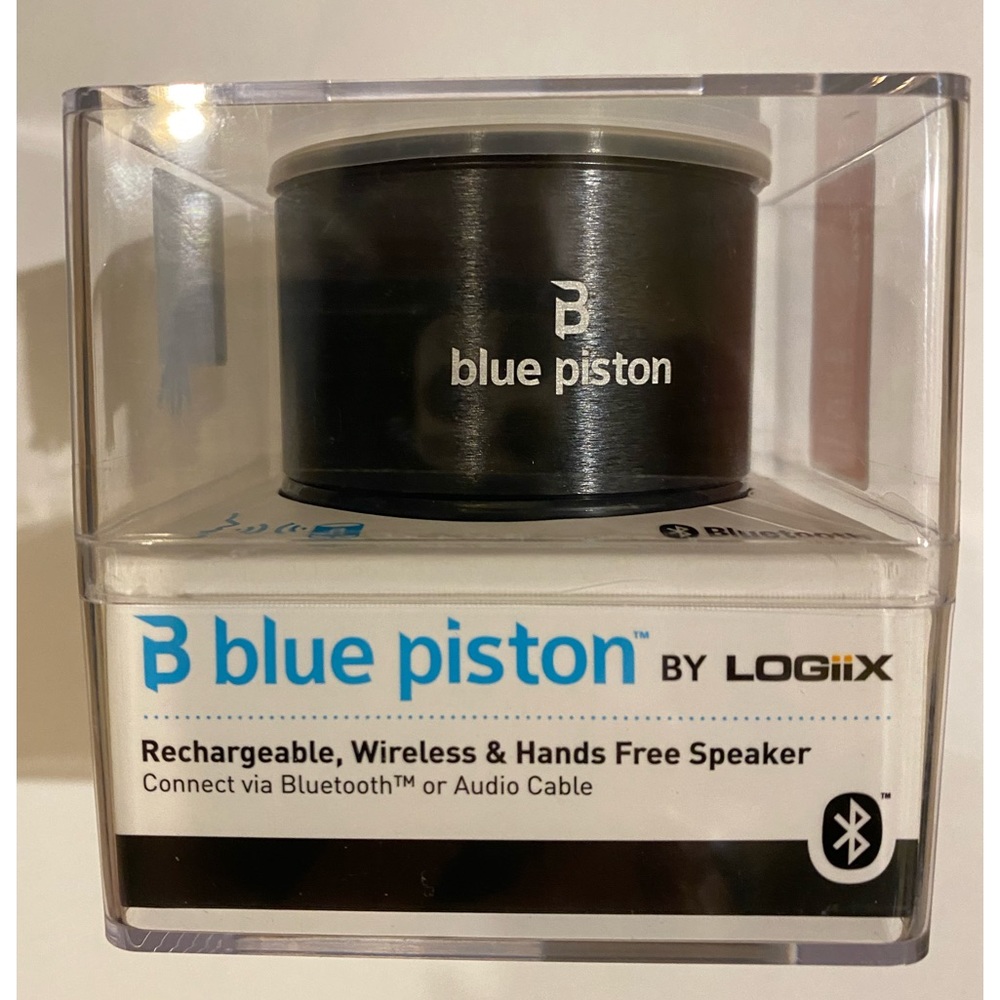COPY - Blue Piston Bluetooth Speaker. Durable assembly including on/off switch …